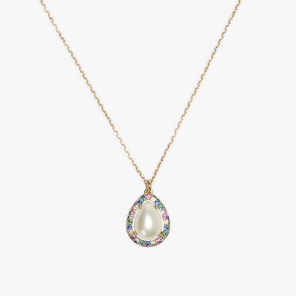 Kate Spade Brilliant Statements Pavé Halo Mini Gold Teardrop Pendant Necklace - Picture 1 of 9